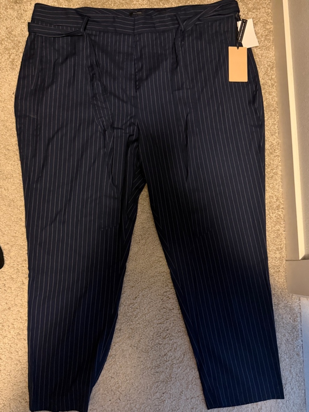 Halogen Navy Pinstripe Straight-Leg Pants